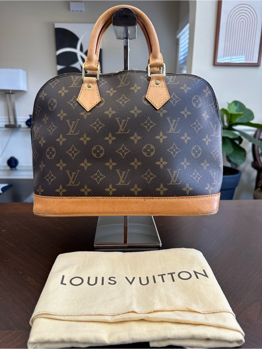 Louis Vuitton Monogram Alma PM Handbag in Brown and Tan